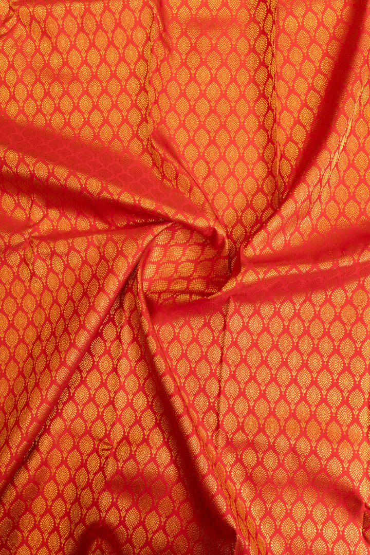 Red thilakam brocade pure Kanchipuram silk saree