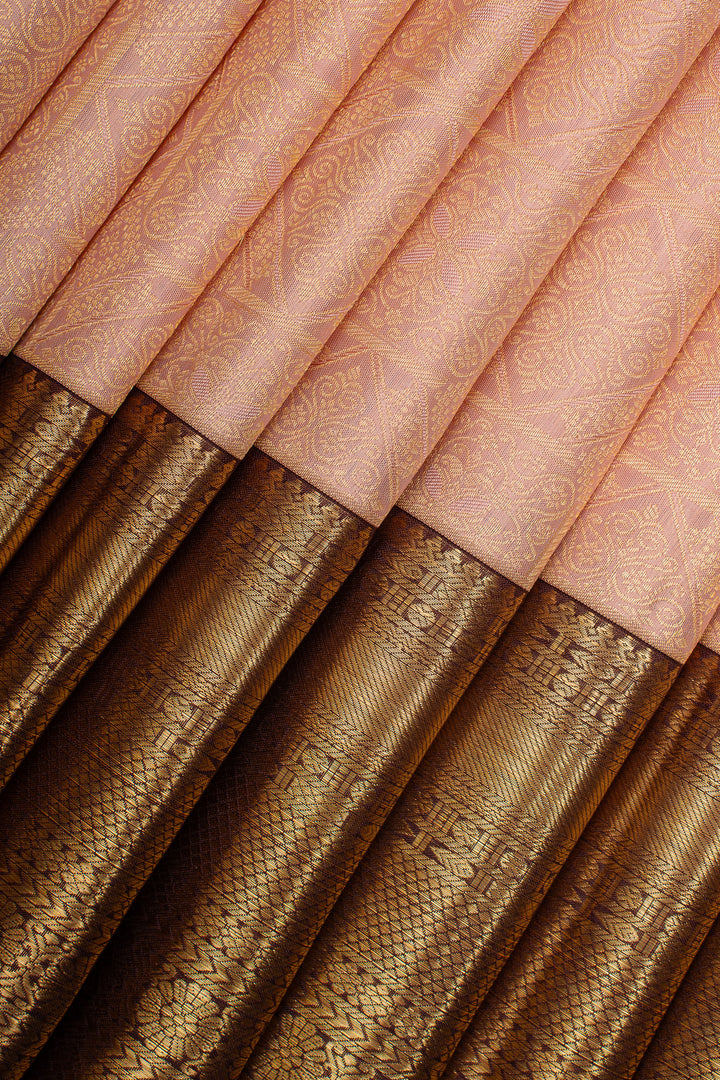 Baby Pink Brocade Pure Kanchipuram Silk Saree