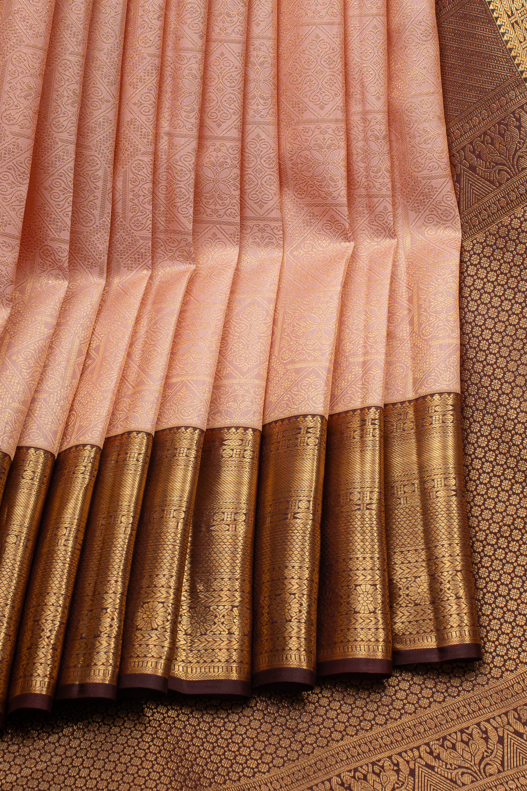 Baby Pink Brocade Pure Kanchipuram Silk Saree