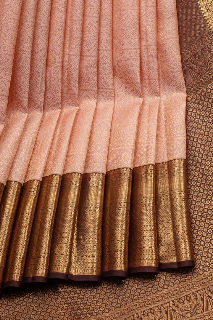 Baby Pink Brocade Pure Kanchipuram Silk Saree