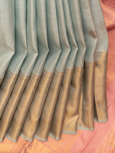 Pastel blue pure Kanchipuram silk saree