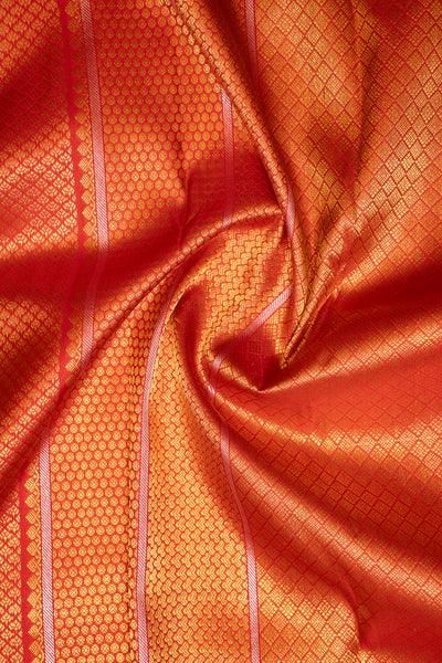 Red Brocade Pure Kanchipuram Wedding Silk Saree - Clio Silks