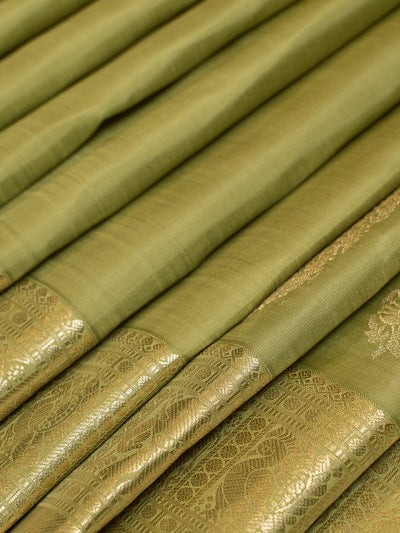 Sage Green Pastel Pure Kanchipuram Silk Saree