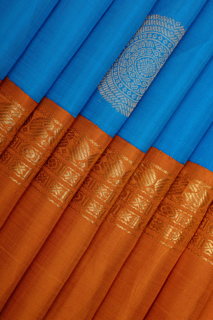 Blue Traditional Pure Kanchipuram Silk Saree