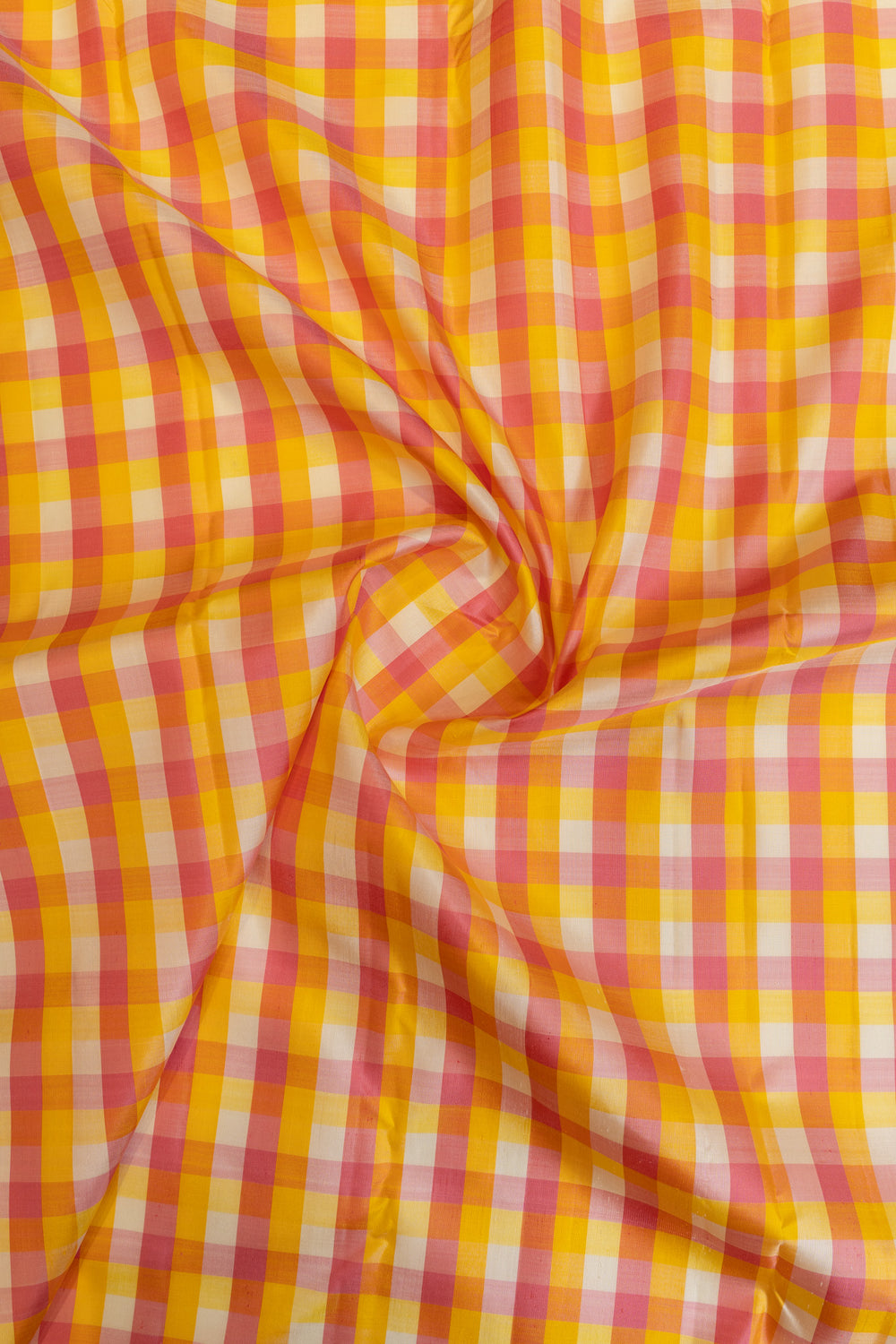 Pink and brown multi checks small&nbsp;Border Kanchipuram silk saree