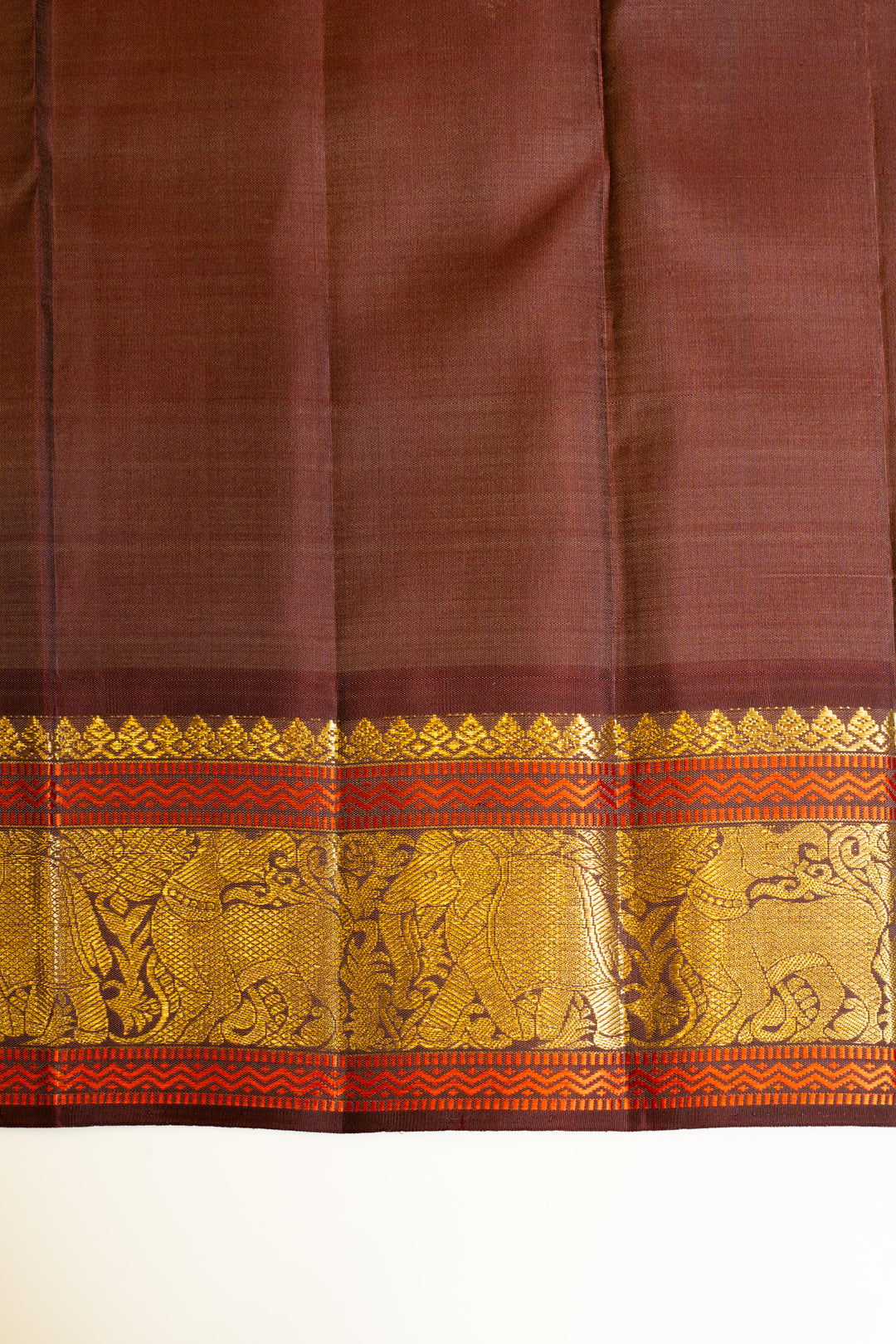 Pink and brown multi checks small Border Kanchipuram silk saree