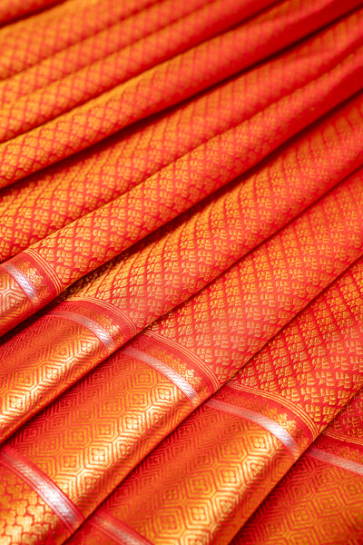 Red Brocade Pure Kanchipuram Wedding Silk Saree - Clio Silks