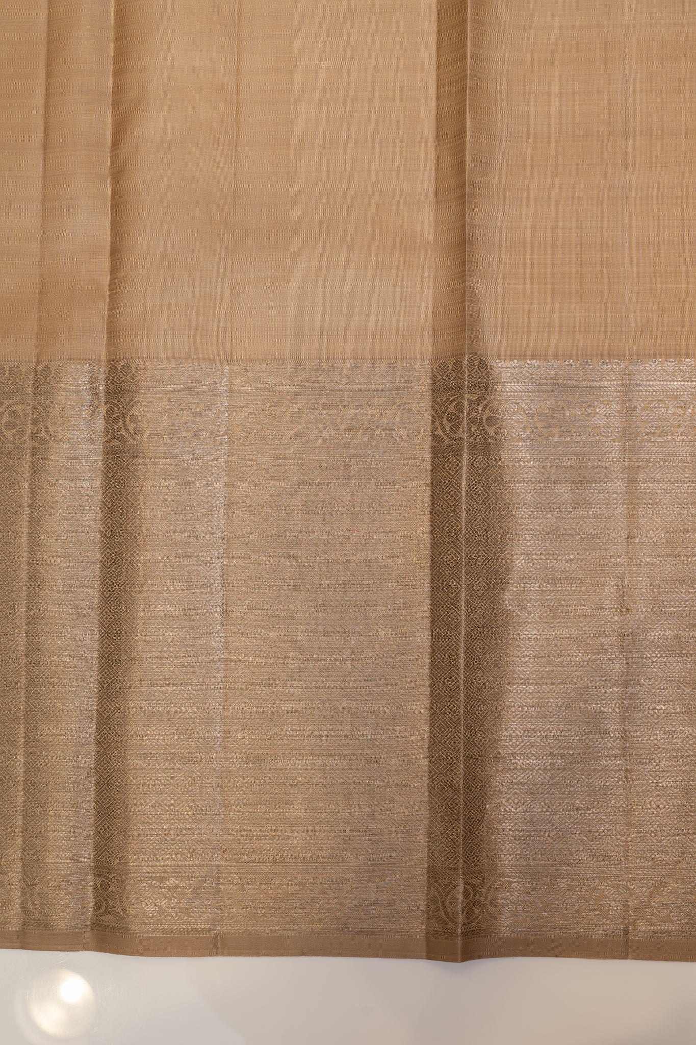 Pale gold pastel pure Kanchipuram silk saree