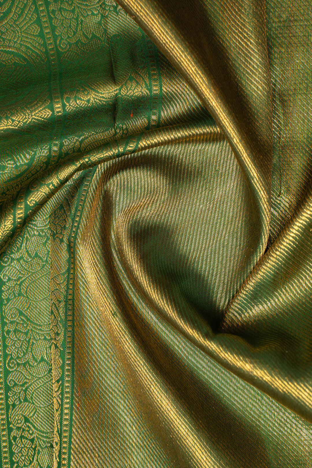 Pink and Green Varisaipettu Pure Zari Kanchipuram Silk Saree - Clio Silks