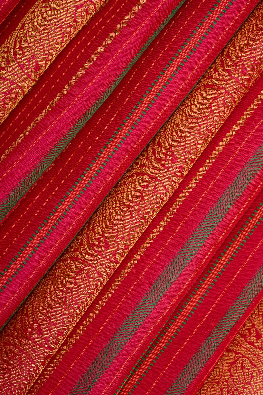 Reddish Pink Stripes Pure Kanchipuram Silk Saree