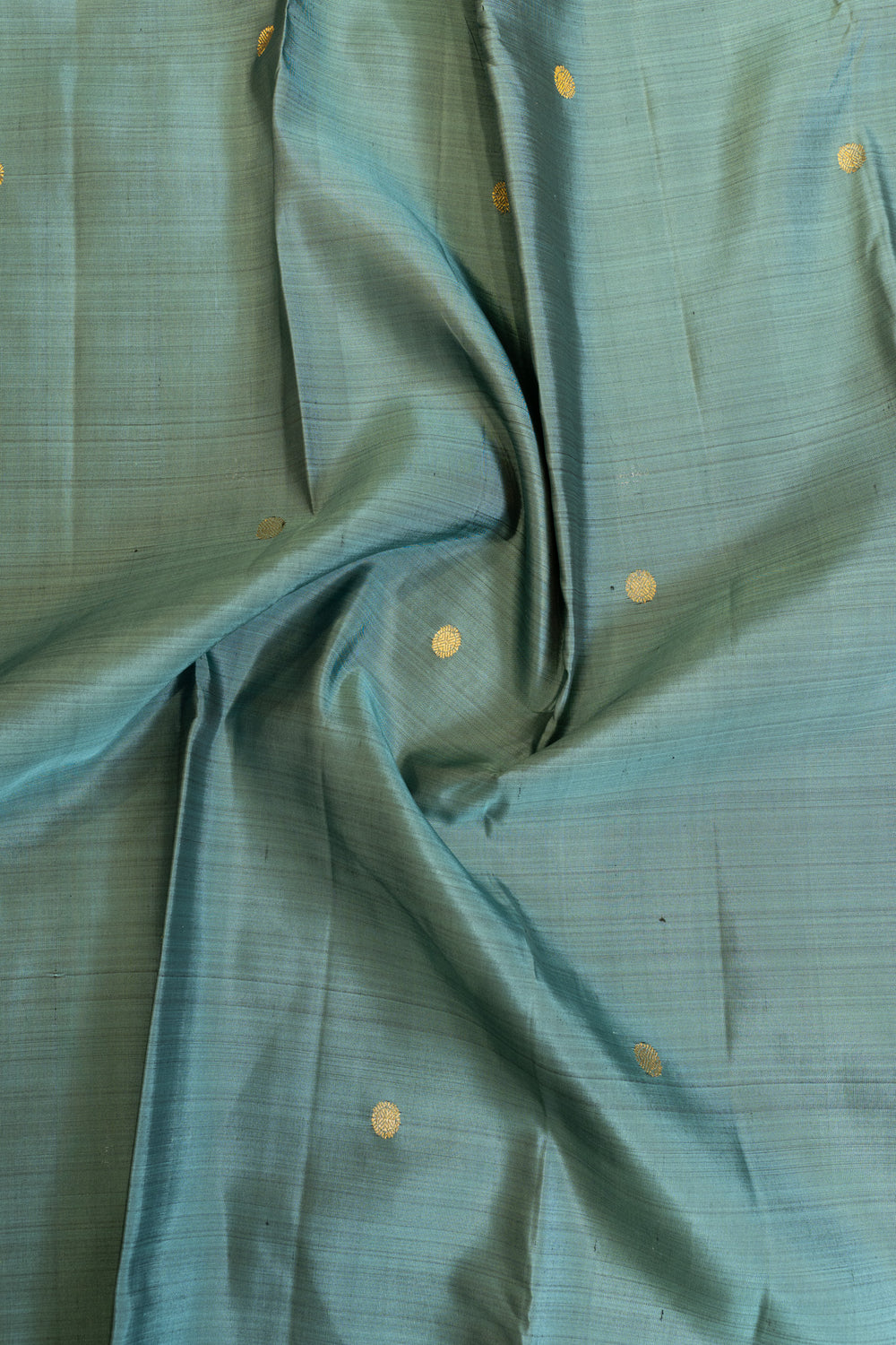 Greenish blue and magenta stripes border pure Kanchipuram silk saree