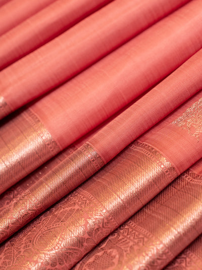 Rouge pink traditional pure Kanchipuram silk saree