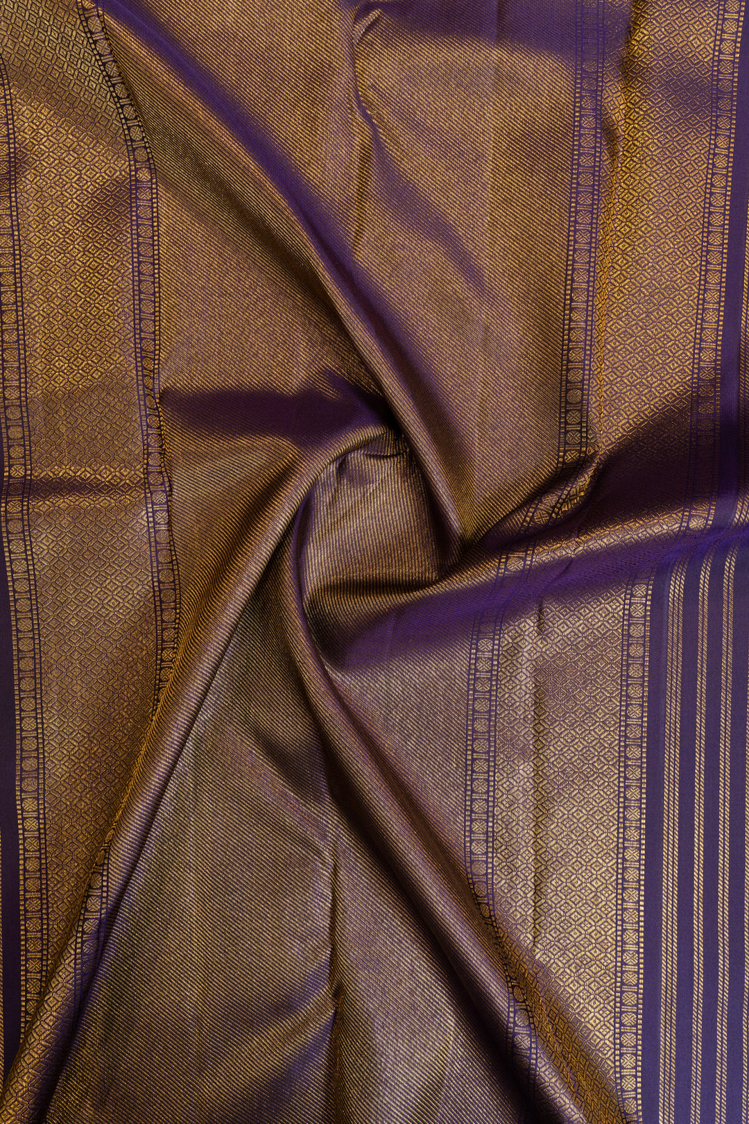 Twilight lavender floral brocade pure Kanchipuram silk saree