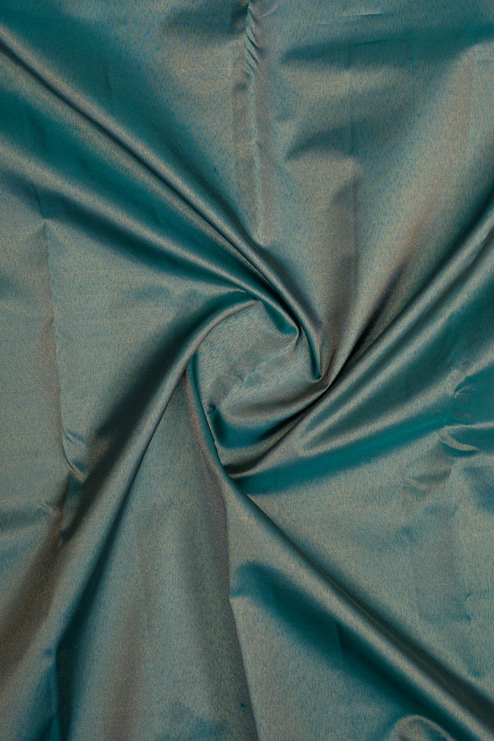 Peacock Blue Temple Brocade Pure Kanchipuram Silk Saree