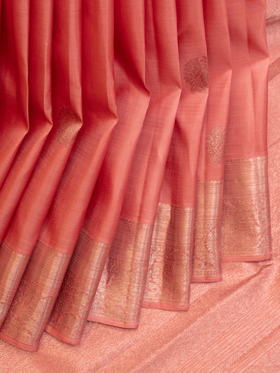 Rouge pink traditional pure Kanchipuram silk saree