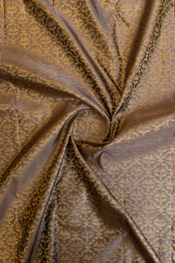 Twilight lavender floral brocade pure Kanchipuram silk saree