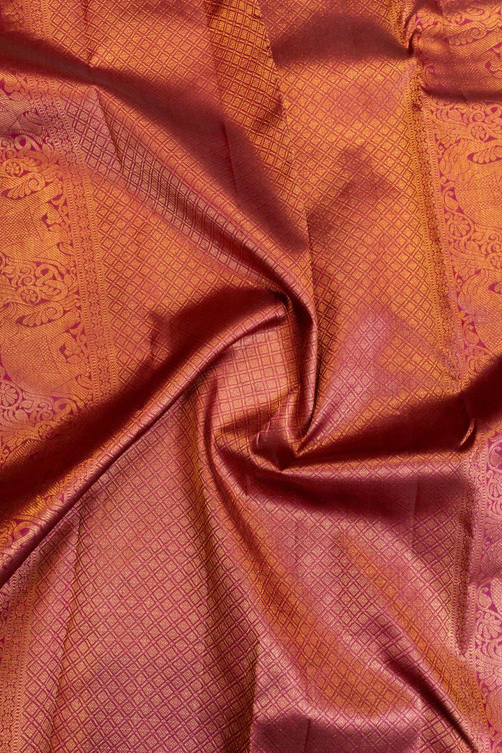 Magenta purple traditional pure Kanchipuram silk saree