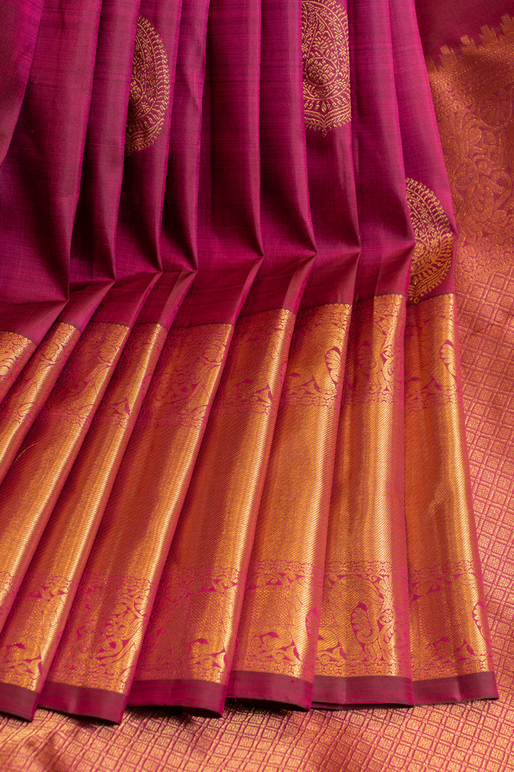 Magenta purple traditional pure Kanchipuram silk saree