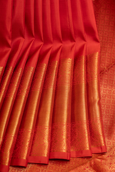 Red traditional pure Kanchipuram silk saree