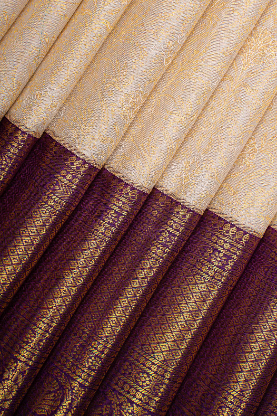 Ivory Brocade Pure Kanchipuram Silk Saree