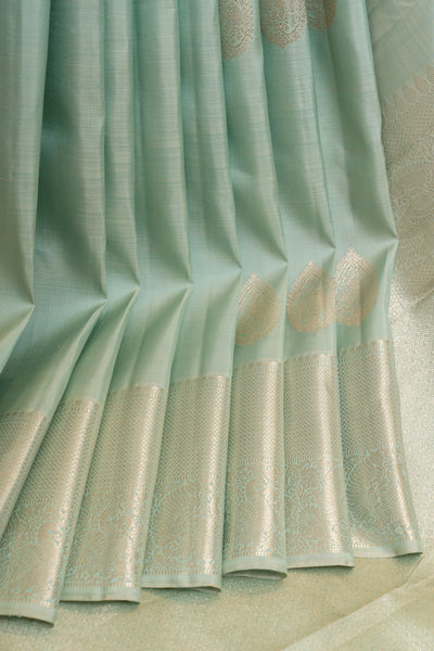 Ice blue pastel pure Kanchipuram silk saree