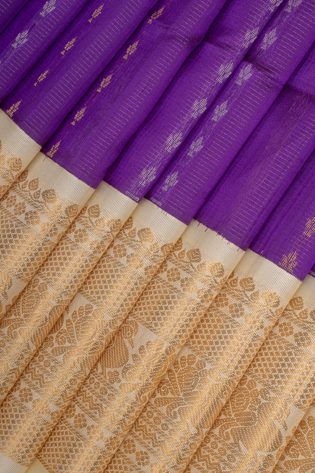 Purple and Ivory Vairaoosi Pure Silk Cotton Saree