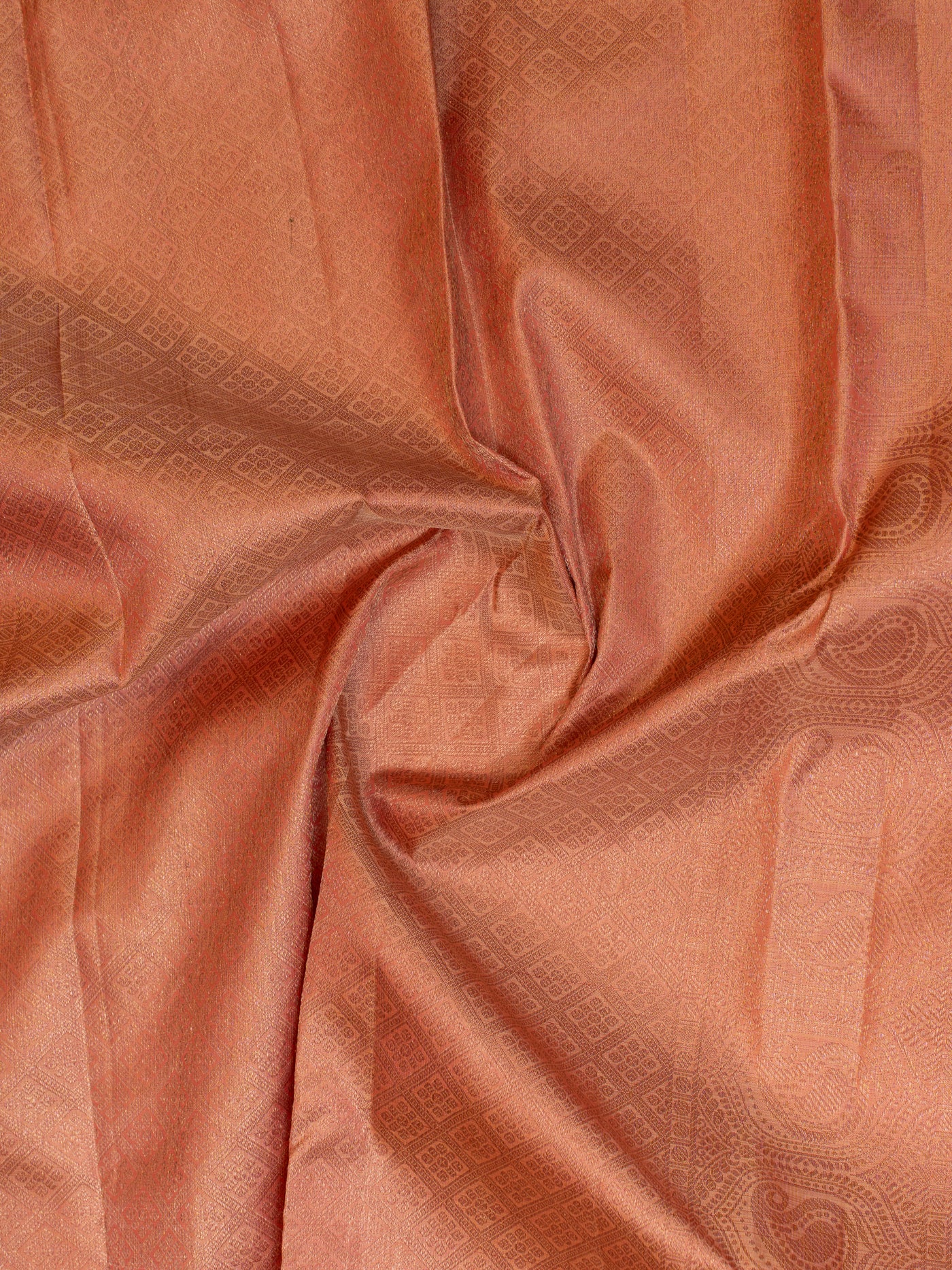 Flamingo peach pastel pure Kanchipuram silk saree