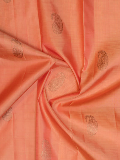 Flamingo peach pastel pure Kanchipuram silk saree