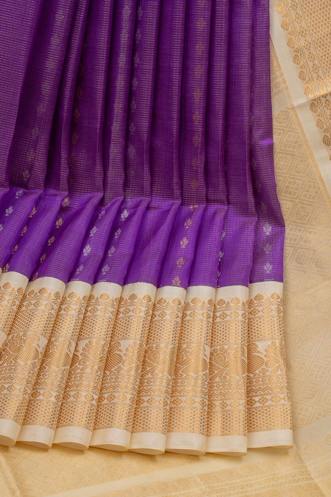 Purple and Ivory Vairaoosi Pure Silk Cotton Saree