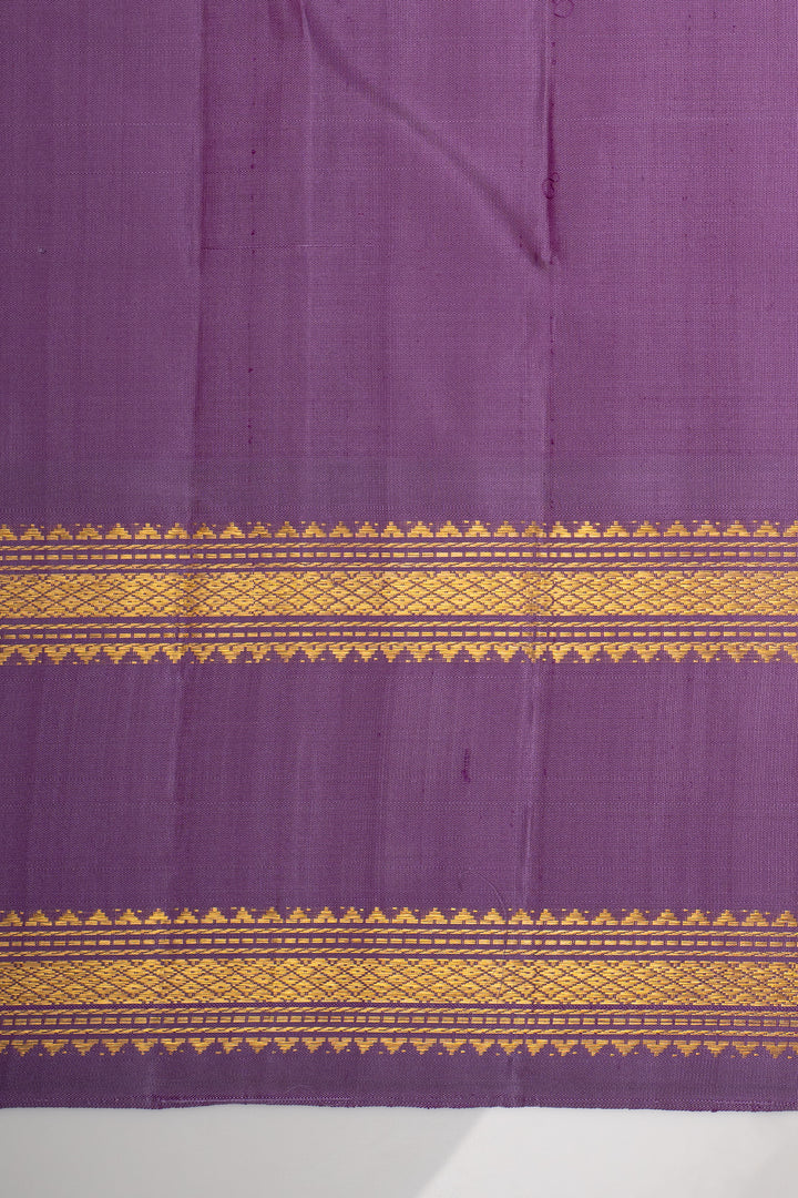 Yellow and Purple Traditional Pure Kanchipuram Silk Saree