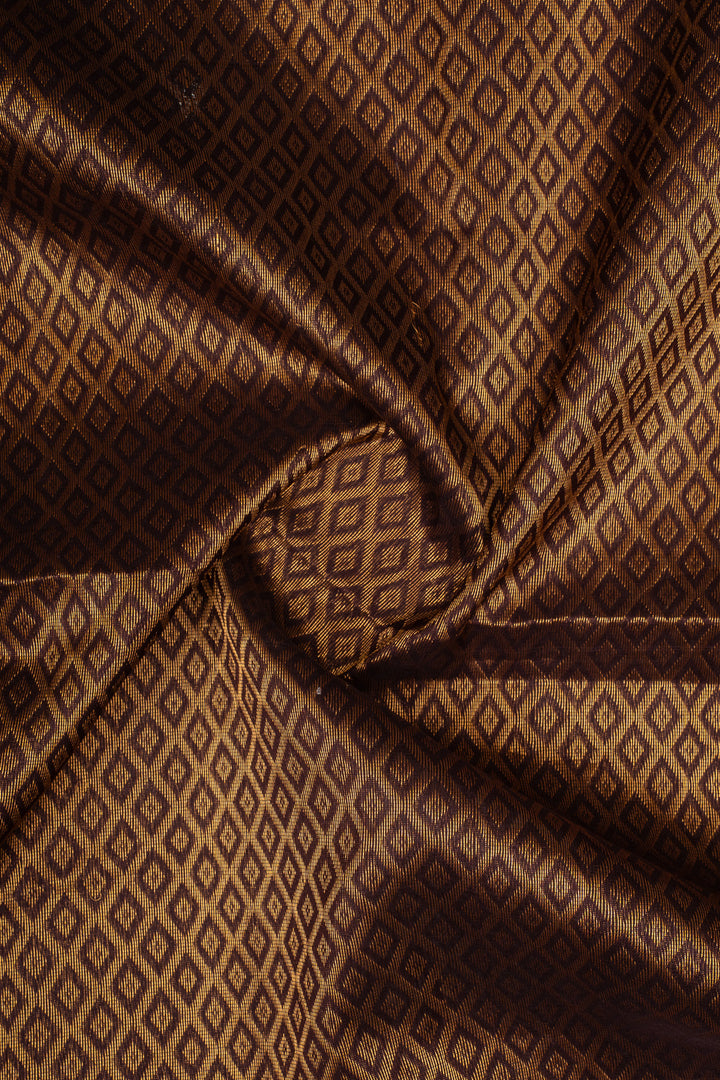 Yellow and Brown Zari Checks Pure Silk Cotton Saree
