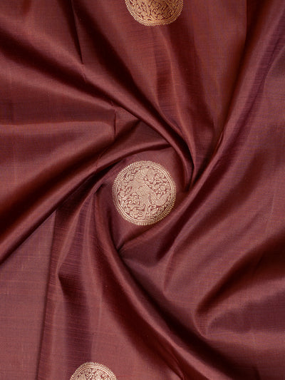 Cinnamon Brown Pure Kanjivaram Silk Saree