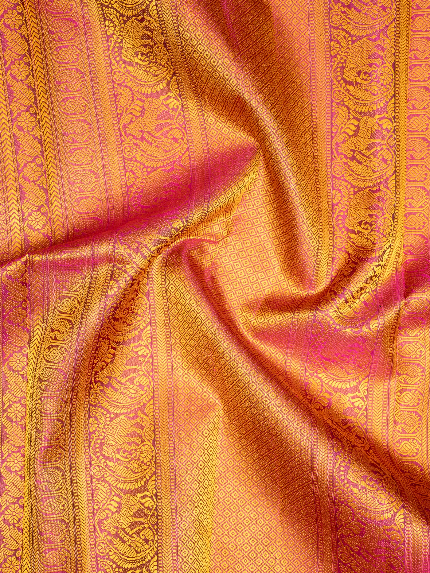 Khaki Gold Thread Motifs Kanchipuram Silk Saree