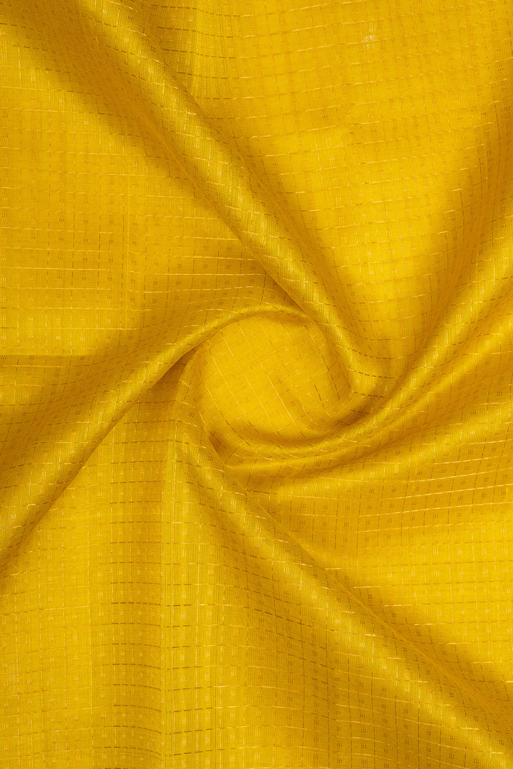 Yellow and Brown Zari Checks Pure Silk Cotton Saree