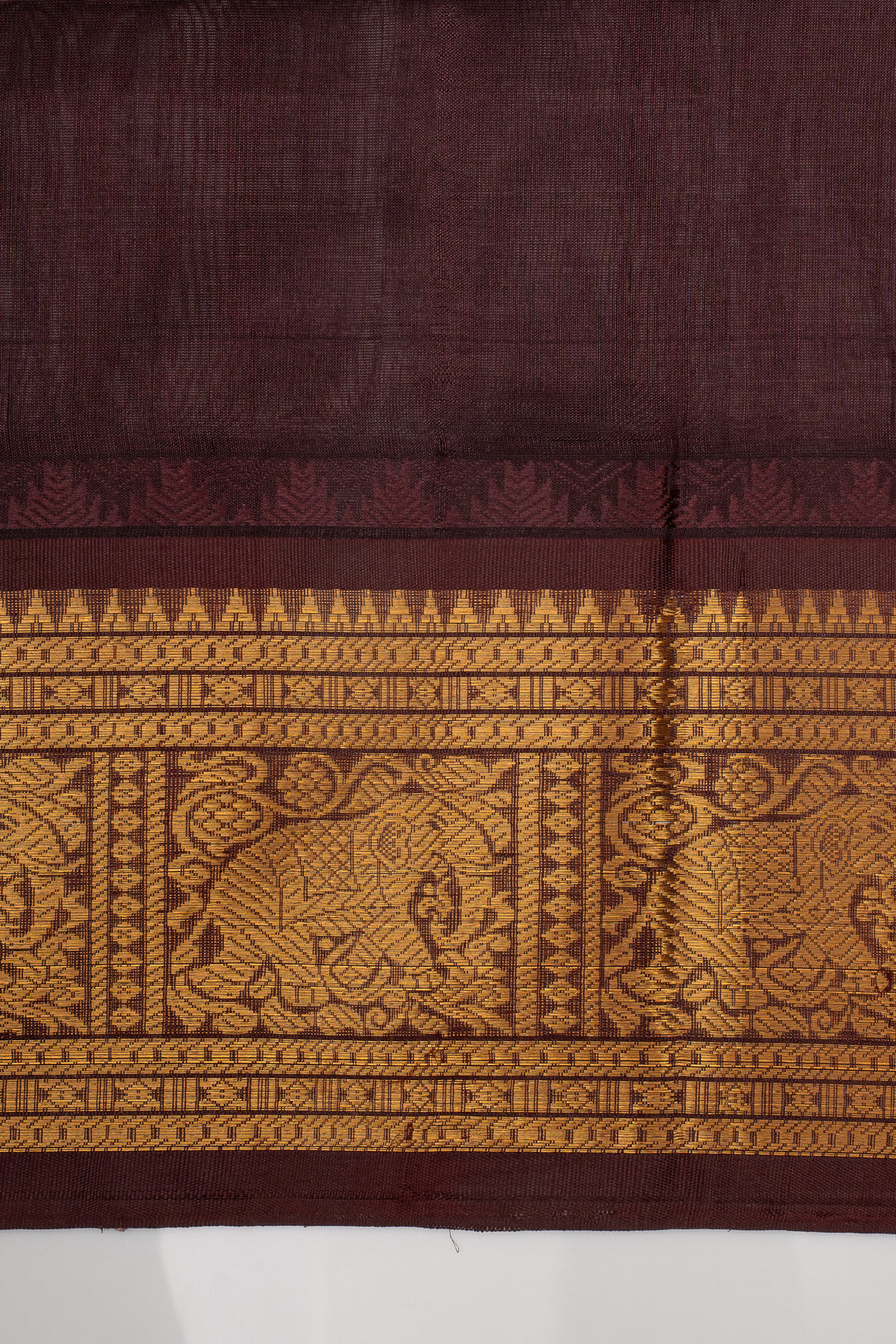 Yellow and Brown Zari Checks Pure Silk Cotton Saree
