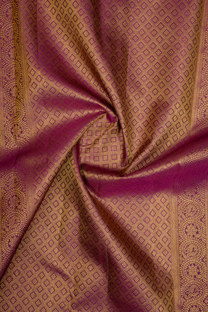Mustard Stripes Ganga Jamuna Pure Kanchipuram Silk Saree
