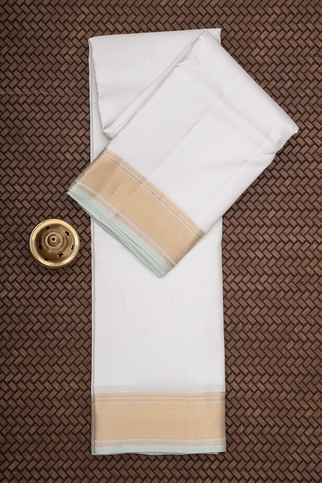 Off White and Gold Pure Silk Dhoti