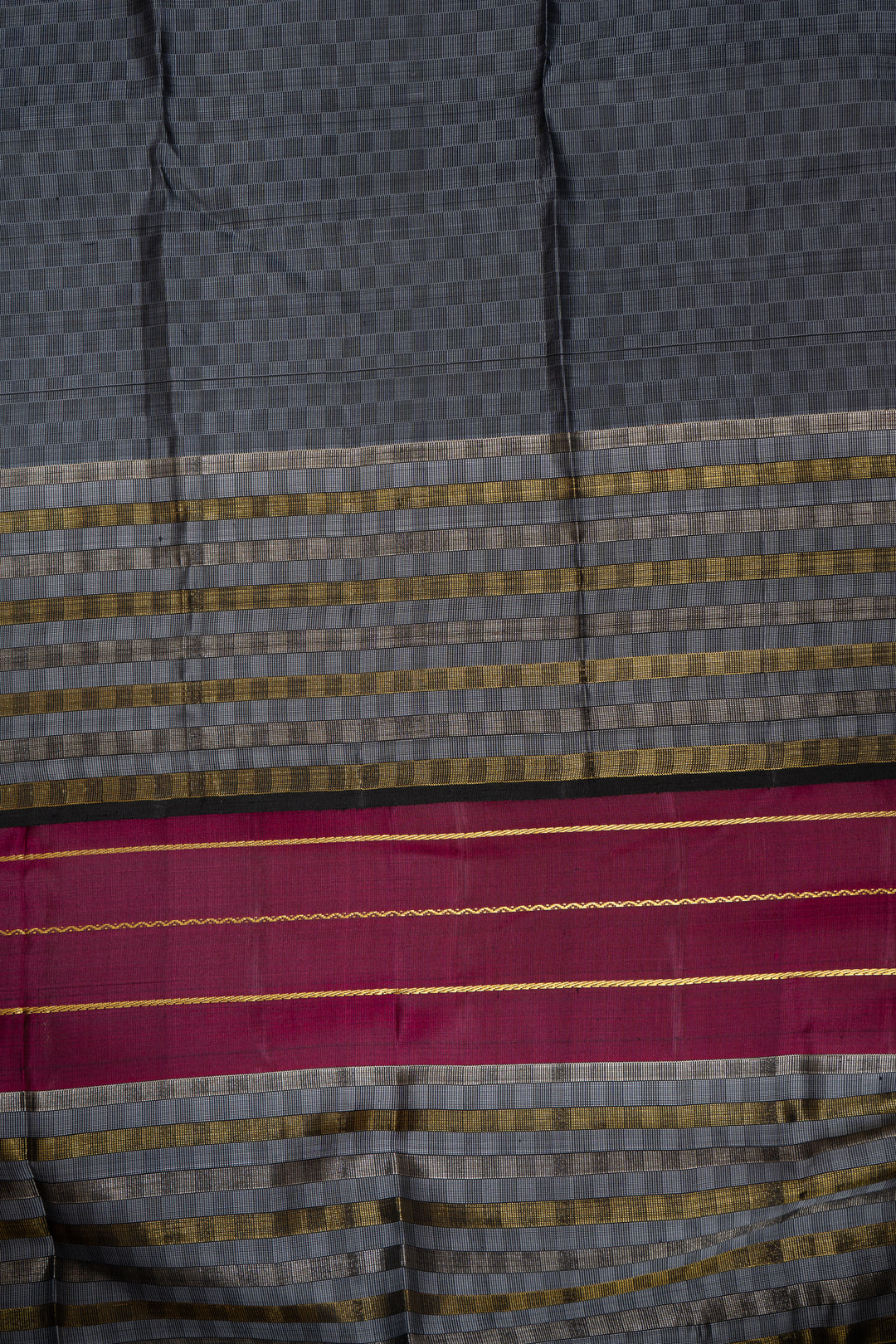 Magenta Stripes Pure Kanchipuram Silk Saree - Clio Silks