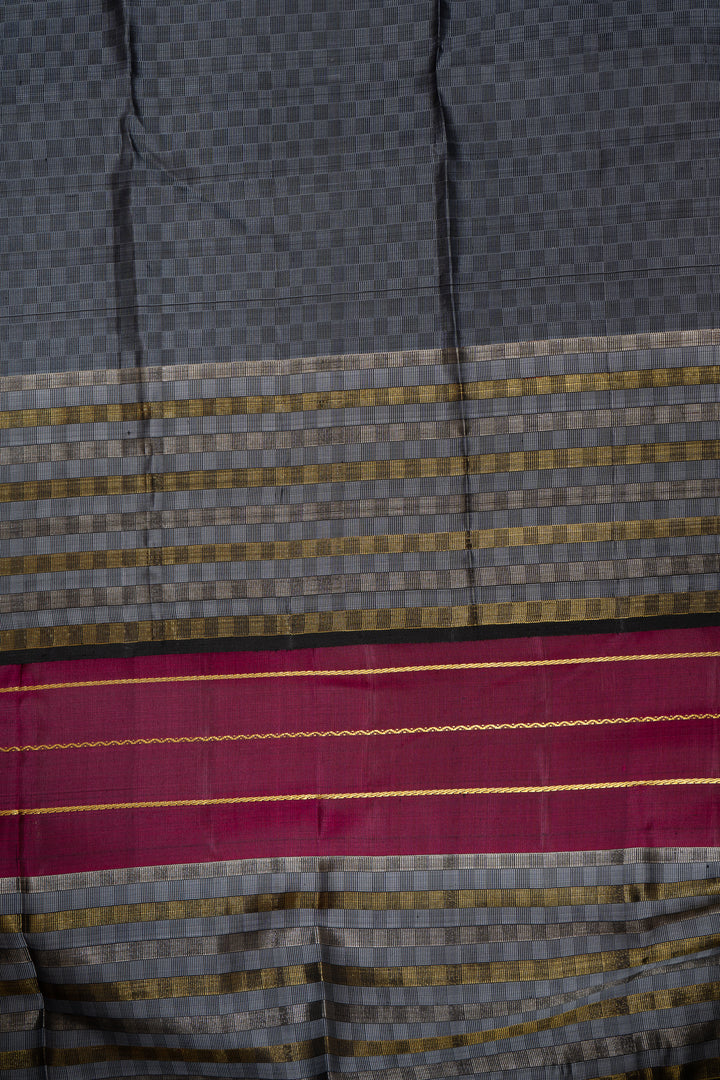 Magenta Stripes Pure Kanchipuram Silk Saree - Clio Silks