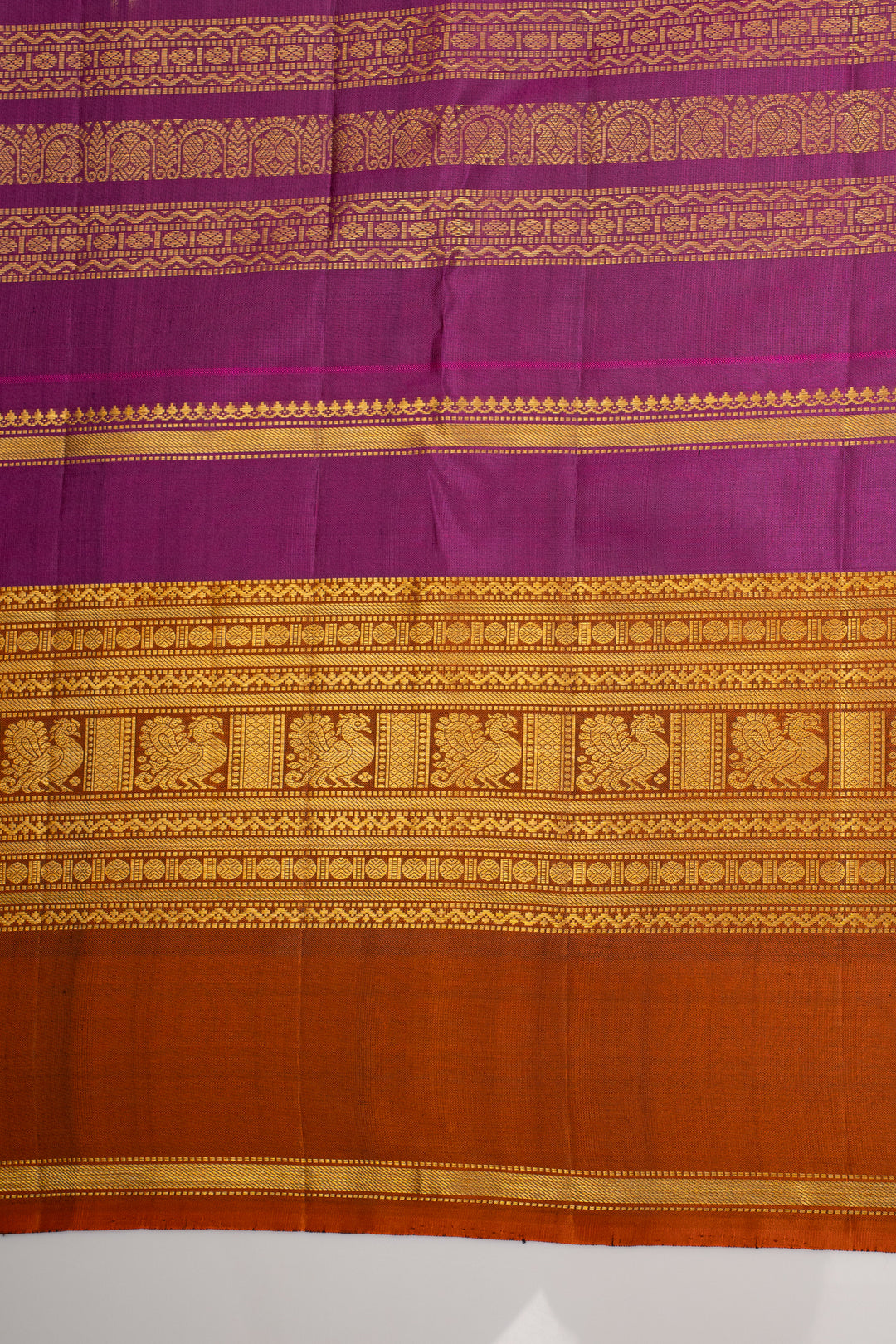 Mustard Stripes Ganga Jamuna Pure Kanchipuram Silk Saree