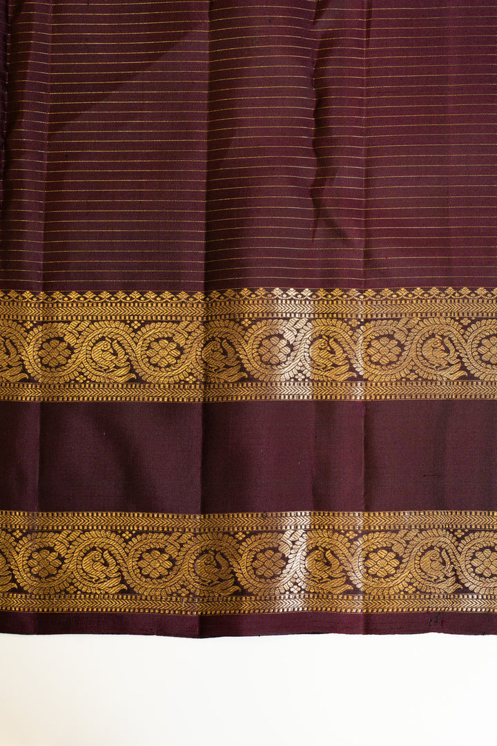 Greyish blue and jamun Vairaoosi traditional pure Kanchipuram silk saree