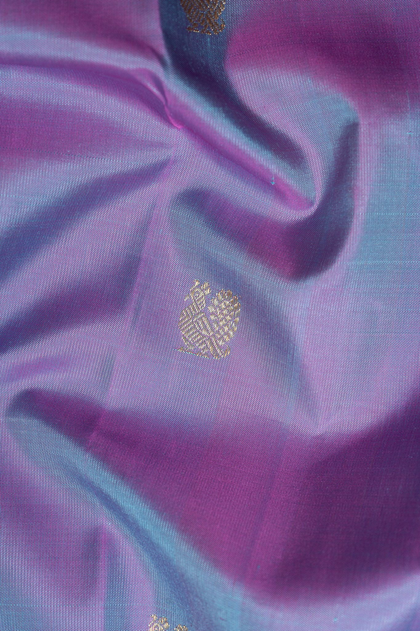 Purple and Blue Shot Colour Pure Zari Kanchipuram Silk Saree - Clio Silks