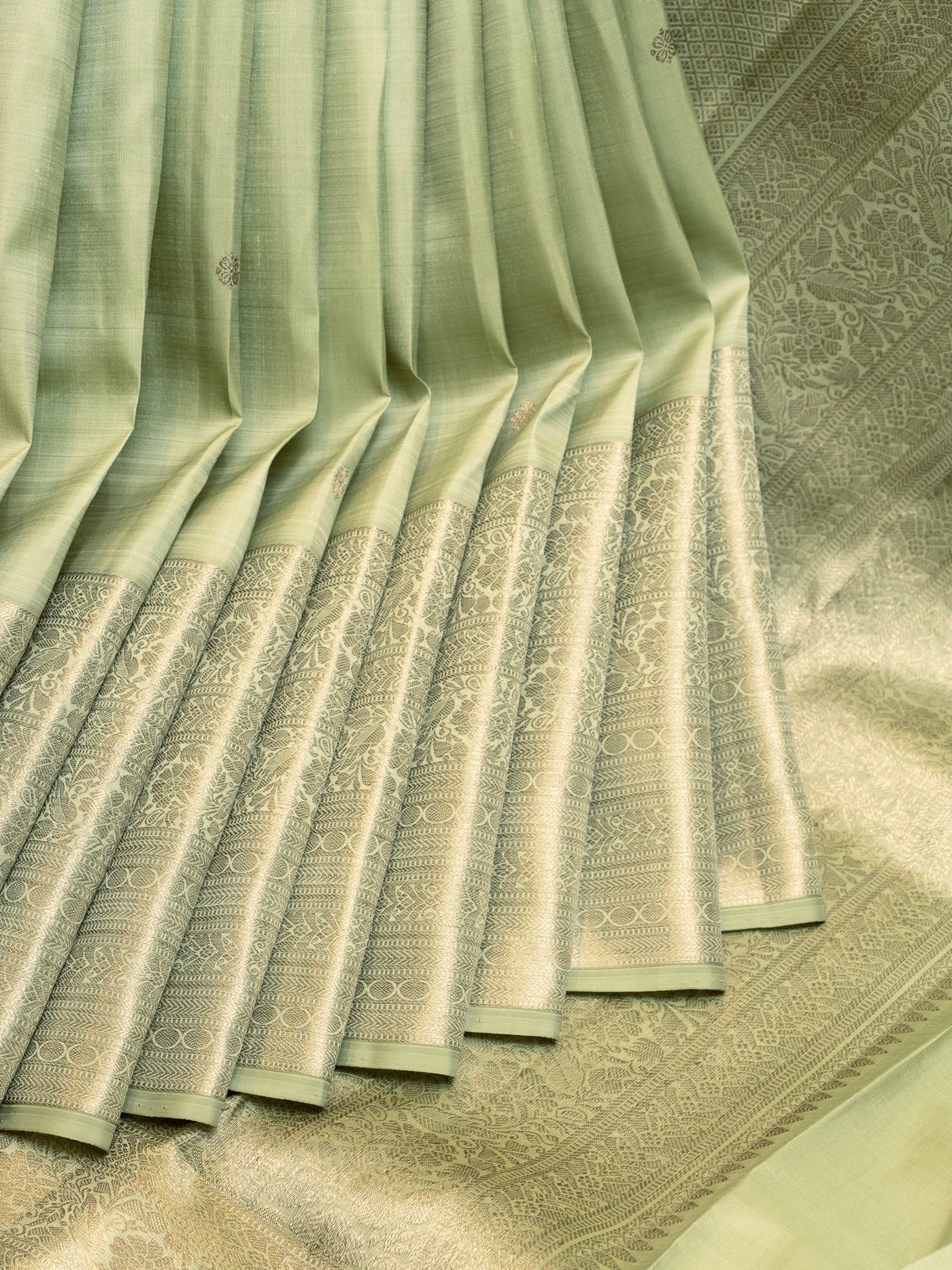 Tea Green Pastel Kanjivaram Pure Silk Saree