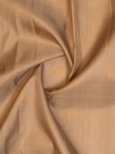 Beige gold pastel pure Kanchipuram silk saree