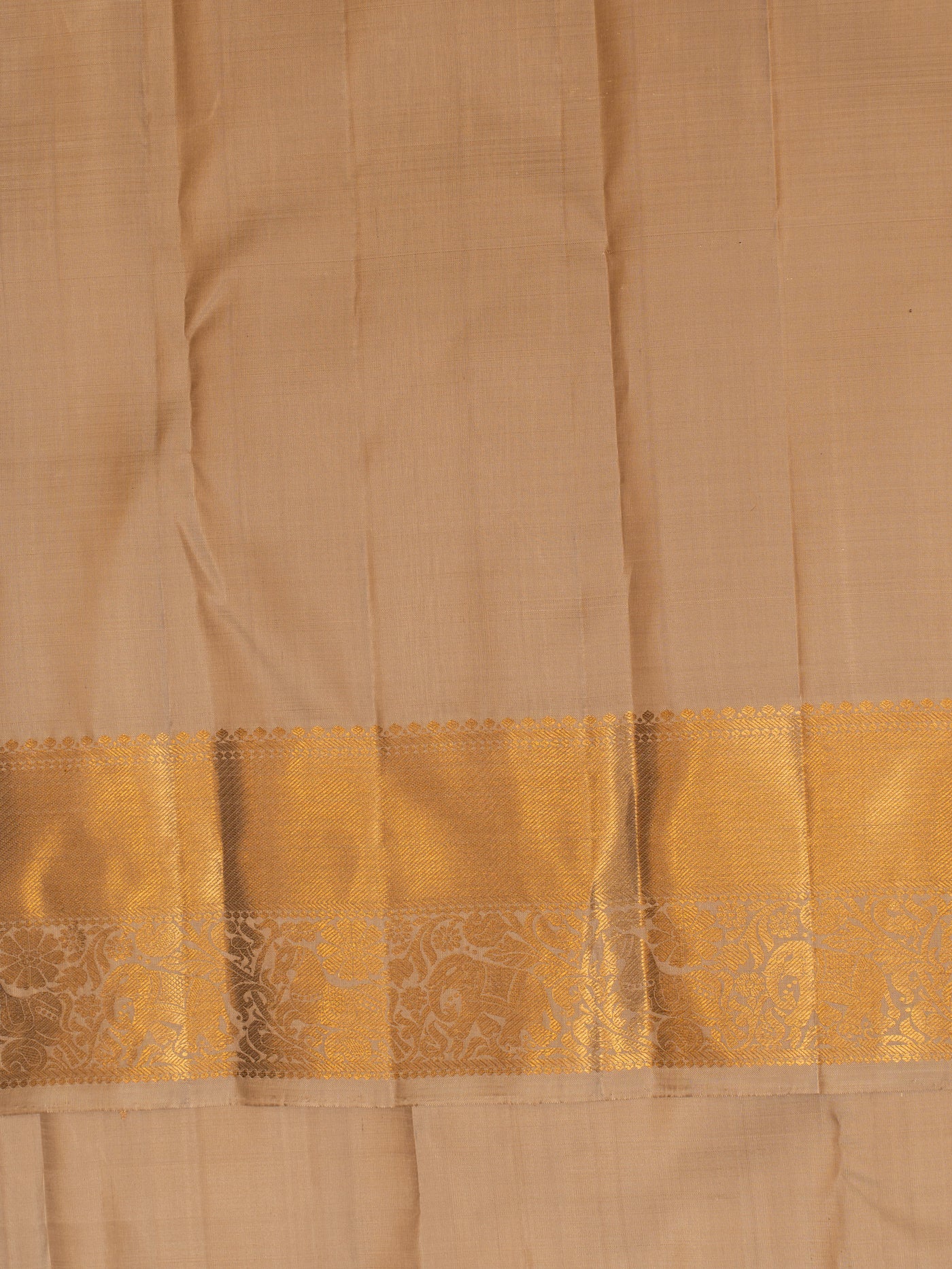 Beige gold pastel pure Kanchipuram silk saree