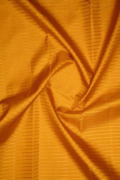 Golden Yellow stripes Pure Zari Kanchipuram Silk Saree - Clio Silks