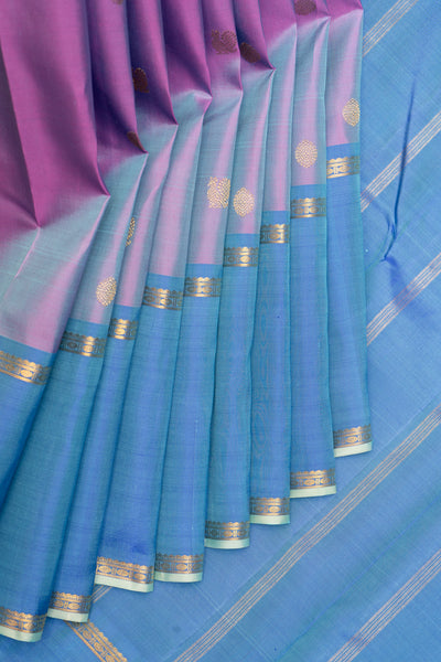 Purple and Blue Shot Colour Pure Zari Kanchipuram Silk Saree - Clio Silks
