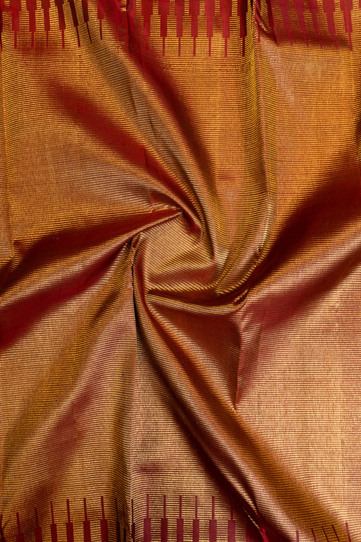 Peacock green and maroon pure Kanchipuram silk saree