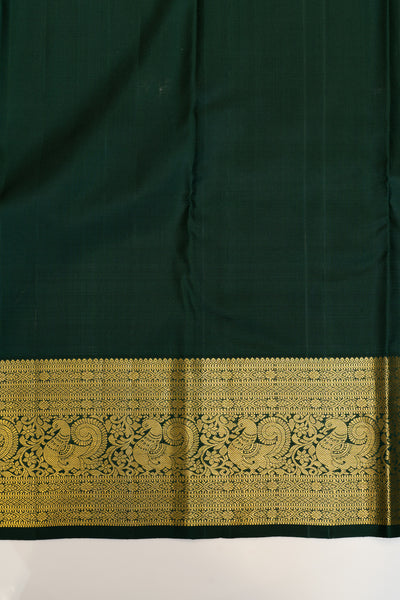 Pearl white and green pure Kanchipuram silk saree