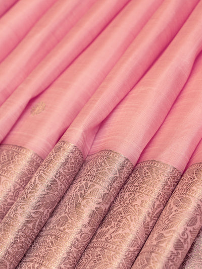 Flamingo Pink Pastel Pure Kanjivaram Silk Saree